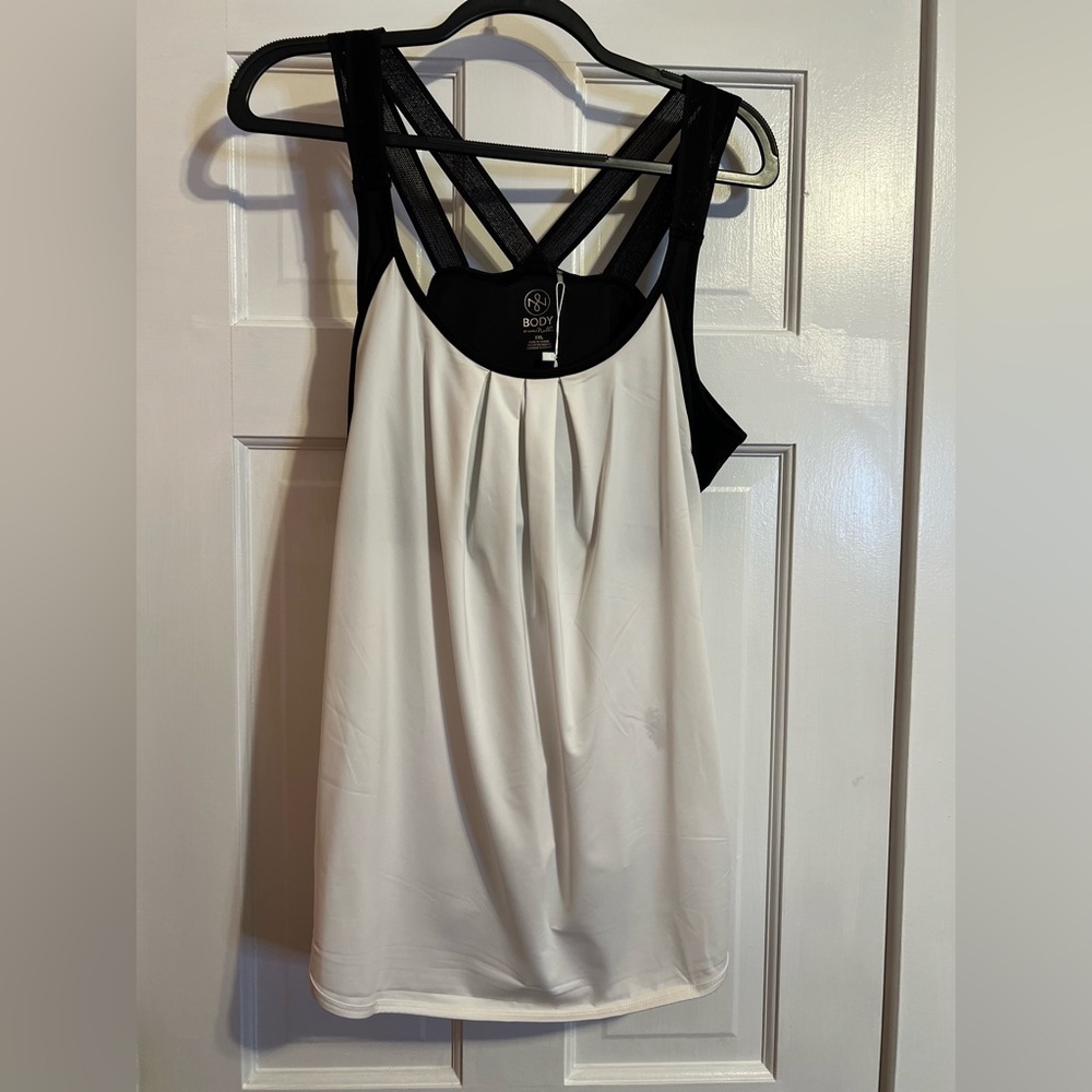 #77 BODY BY SIMPLY NOELLE WHITE PERFORMANCE TANK XXL NWT - Picture 3 of 8